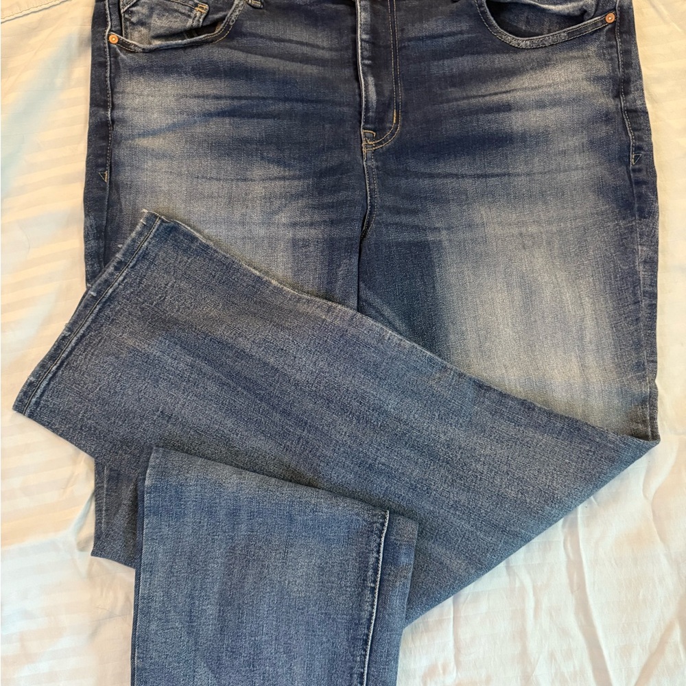 Maurices Blue Straight Leg Jeans with Distressed Details Size 24W